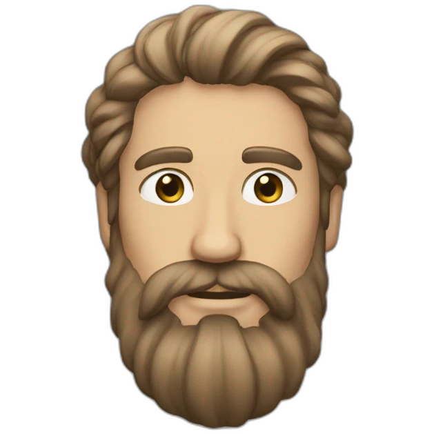 Man with beaultiful hair, beard, a kit bit strong emoji