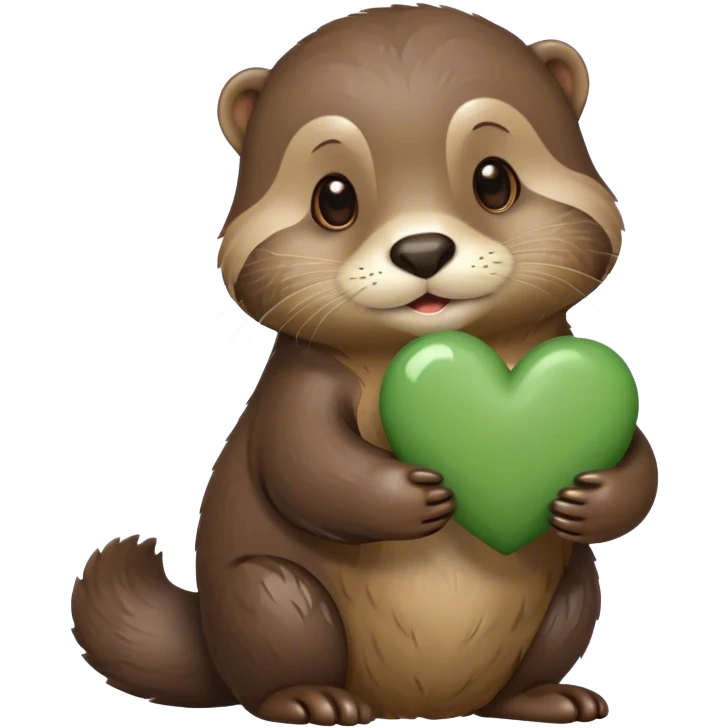 otter holding khaki green heart emoji