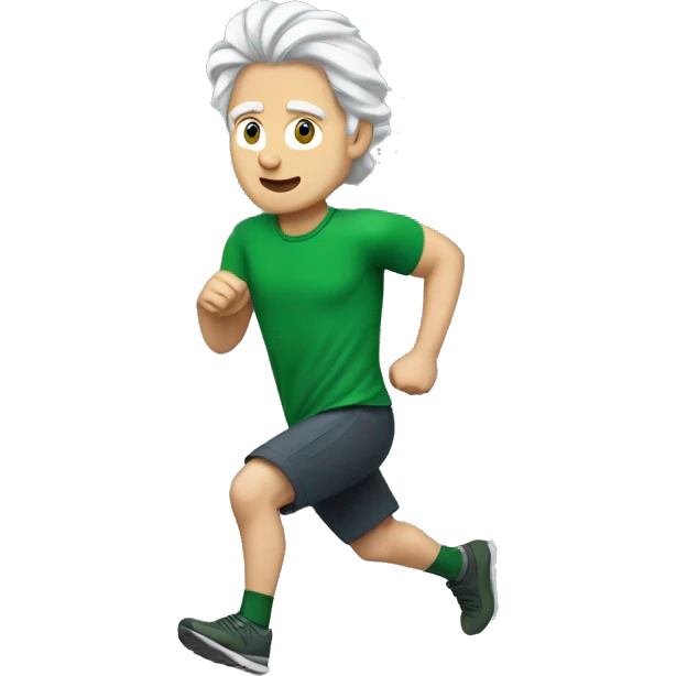 White Man running with blonde silver hair in a green shirt emoji