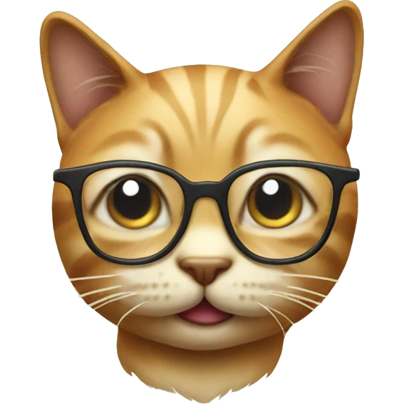 funny cat with glasses face, just one emoji
