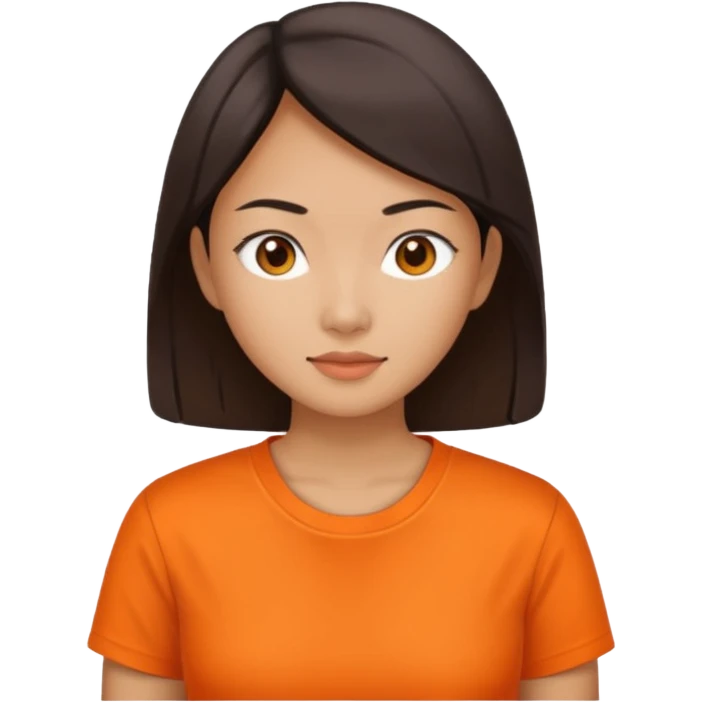 Asian woman with orange shirt emoji