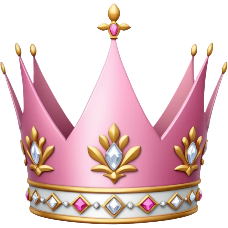 glitter pink and white queen crown emoji