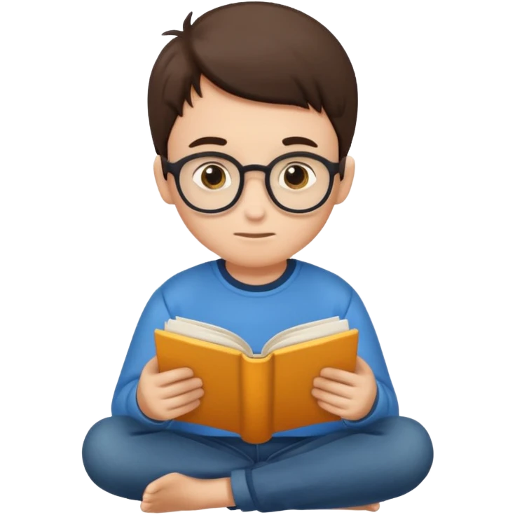 Boy reading books without specs emoji