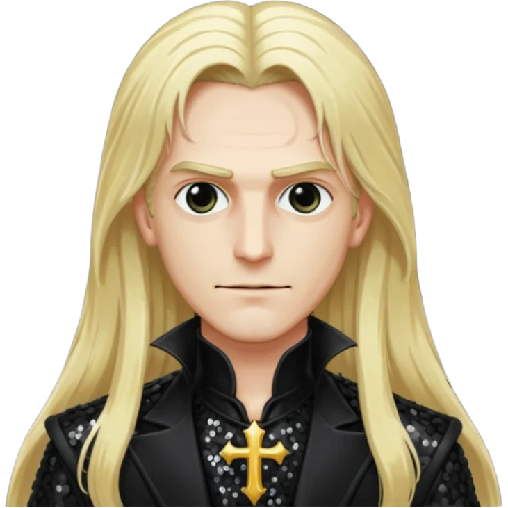 Count Alucard with long blonde hair and black sequin outfit emoji
