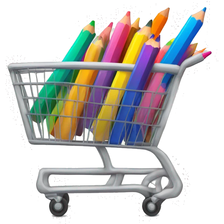 a shopping cart full of colored pencils emoji