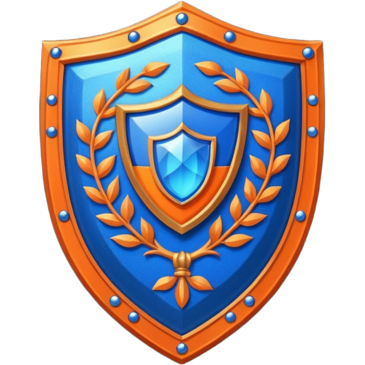 glitter blue and orange ancestor shield emoji