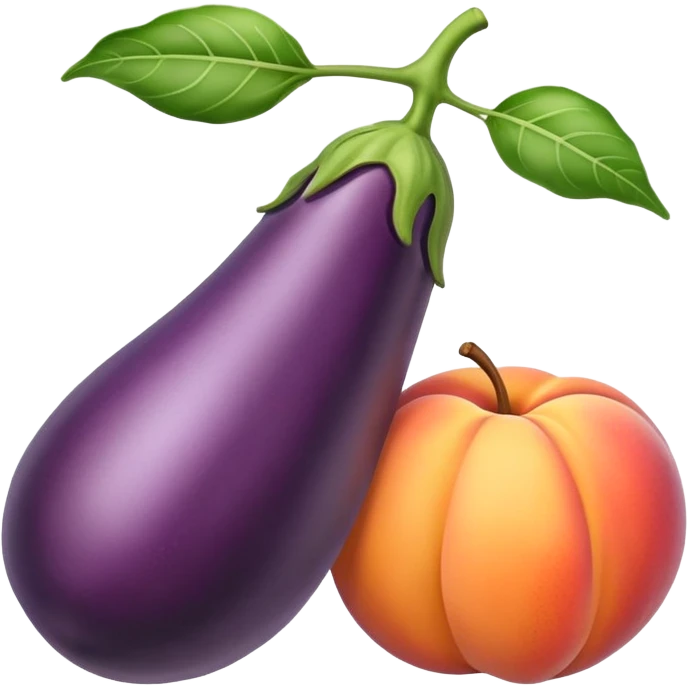 An eggplant and a peach plaing together emoji