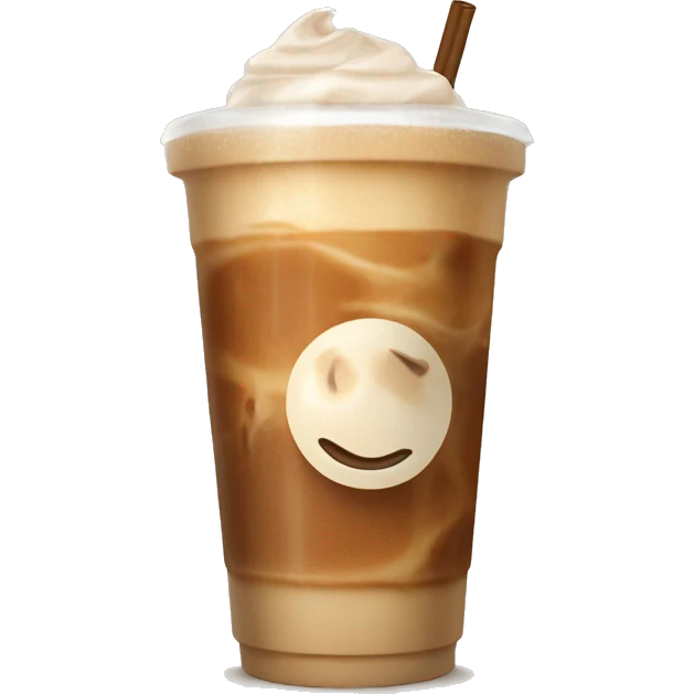 autumn iced latte with foam and ice cubes in a carboard cup emoji