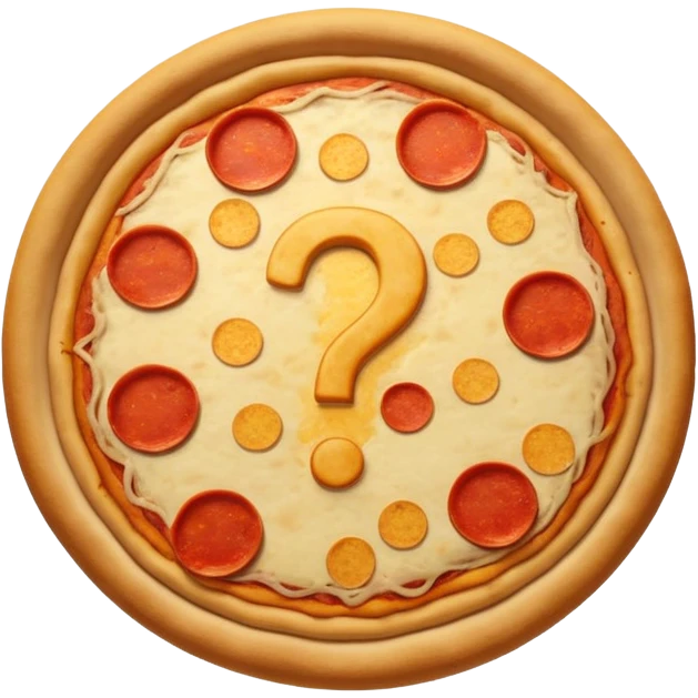 mystery pizza, with a question mark on it emoji