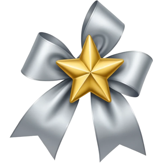 Silver ribbon with gold star. emoji