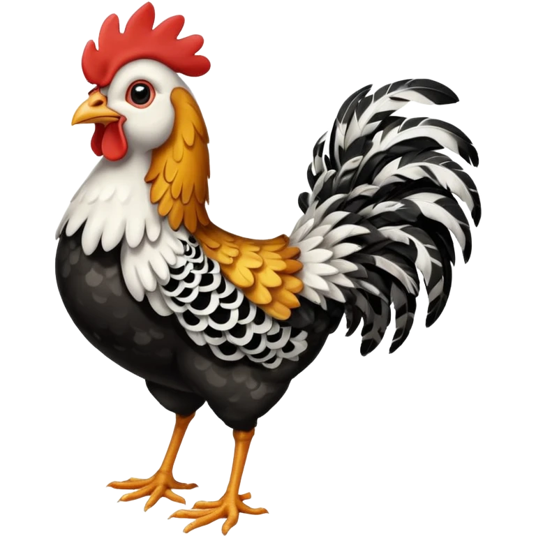 full body chicken, and every single feather have a black and white small pattern emoji