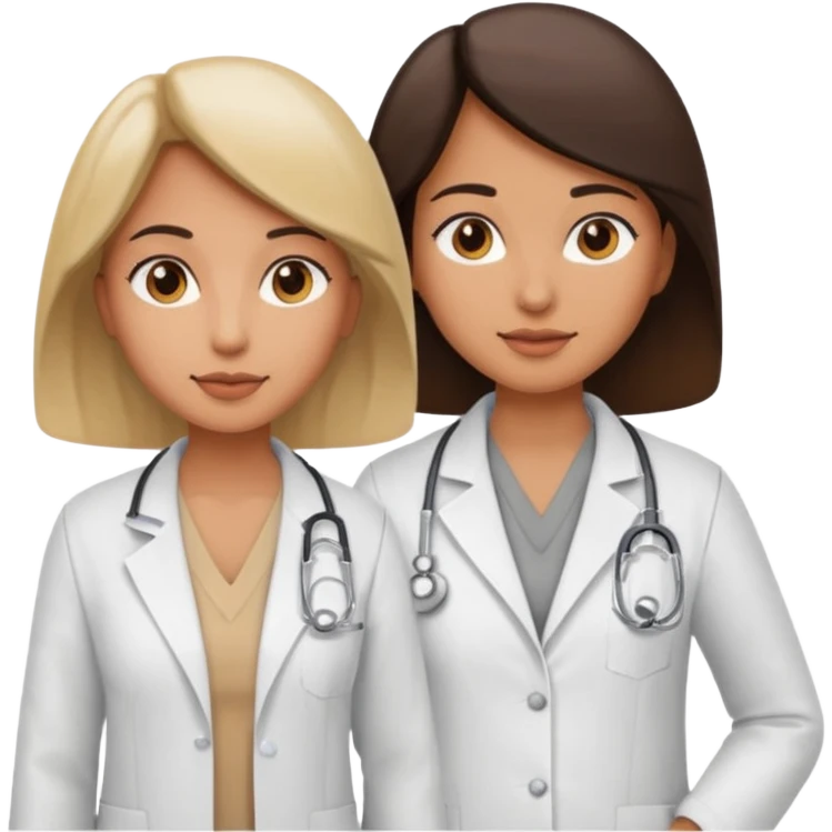 um medico usando jaleco e uma mulher usando colete cinza emoji
