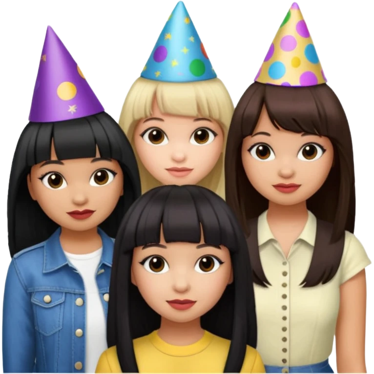 Raven-Symoné, Debby Ryan (straight bangs), and Jenna Ortega emoji
