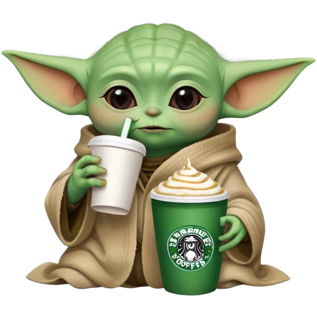 Baby yoda drinking starbucks emoji
