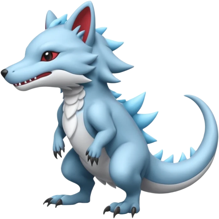 White Colorless Cold Salamence-Sprigatito-wolf  (full body) emoji