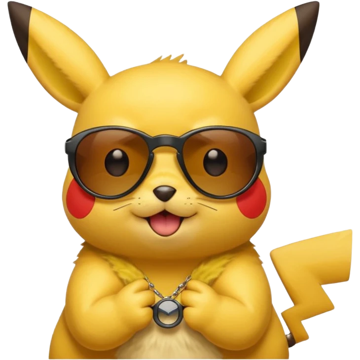 Pikachu qui enlève ses lunettes de soleil et fait un clin d'œil emoji