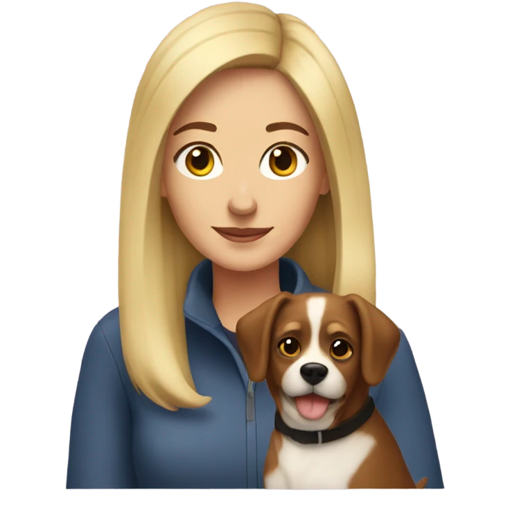 Carolyn and her dog emoji