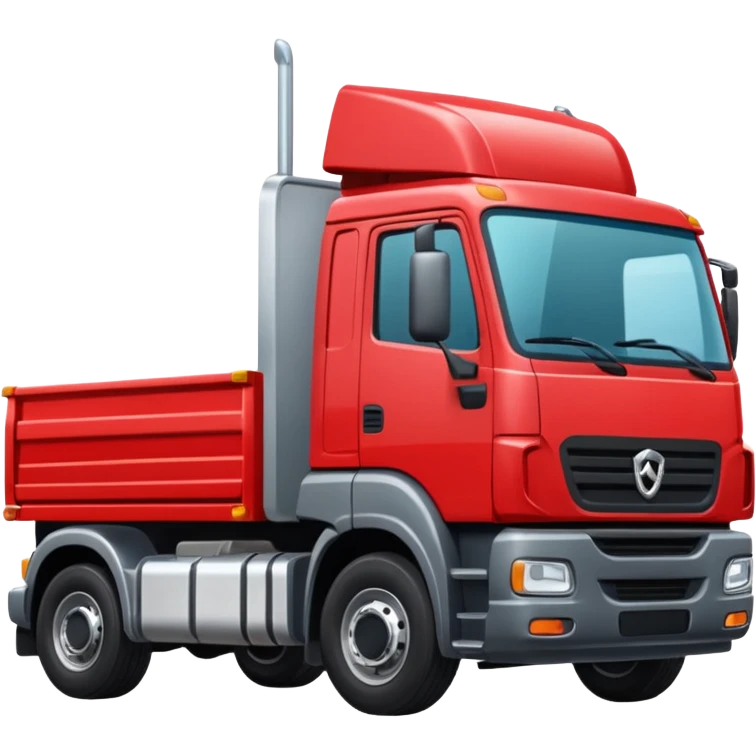 A new red truck with a "TIR" plate turned to the right emoji