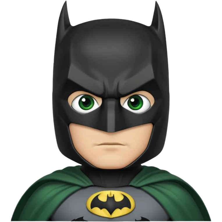 batman con el traje del caballero oscuro, solamente con los ojos verdes, el resto del traje que no sea verde emoji
