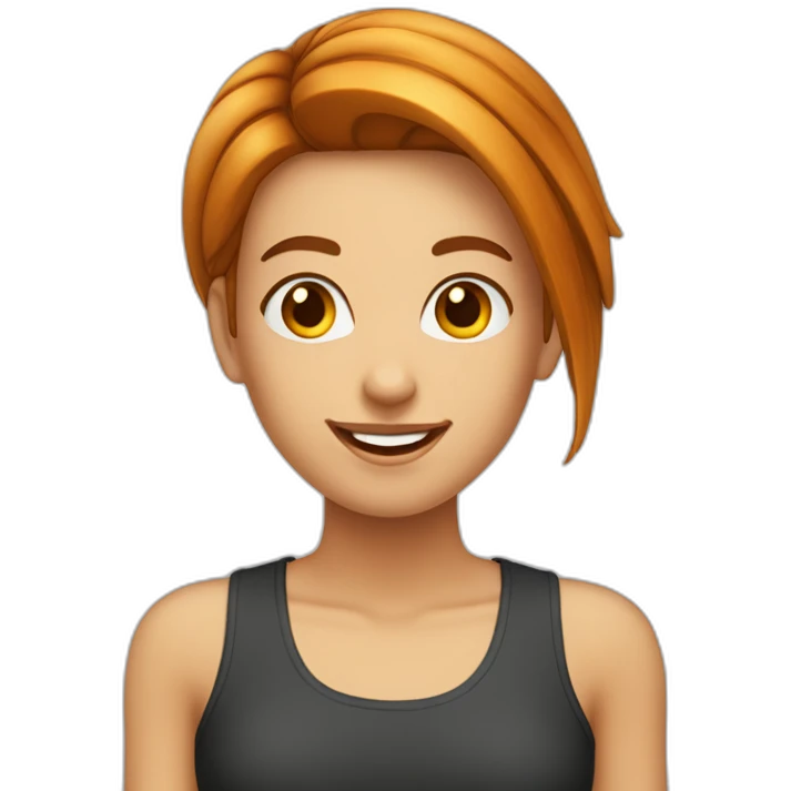 jeune femme cheveux lisse roux souriante emoji