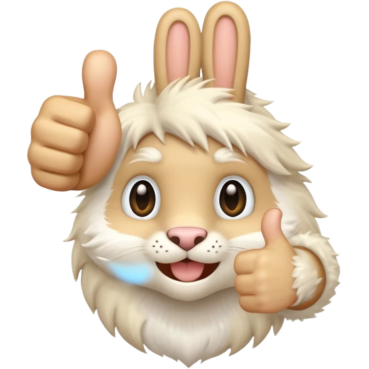 Furry white Hand  thumbs up emoji