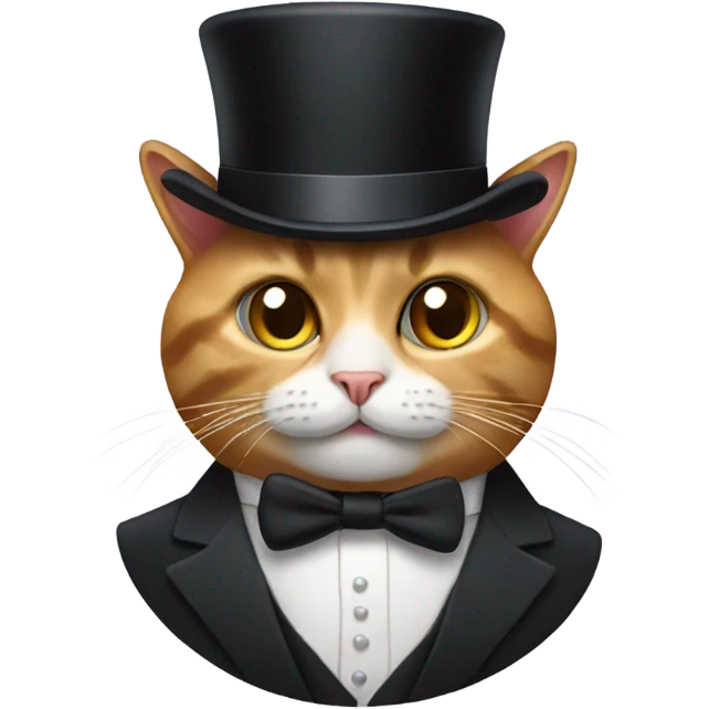 Cat in a tuxedo with a top hat emoji