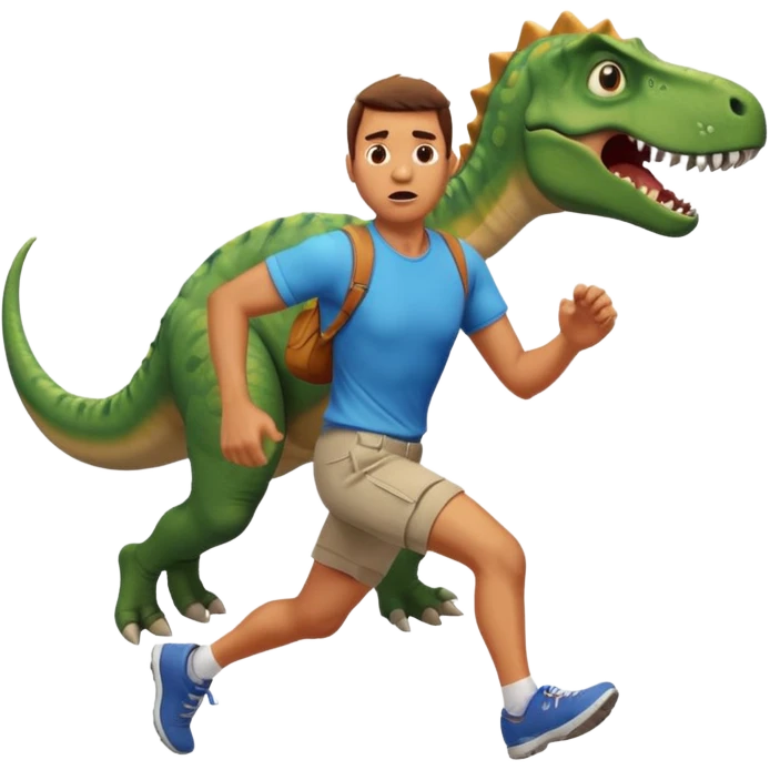 Dude running away from dinosaur emoji