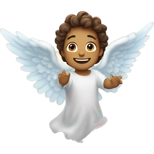 Un ángel acostado en una nube feliz moviéndose  emoji
