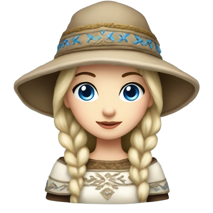 Winter Outfit, Slavic princess with a hat and blue eyes  emoji