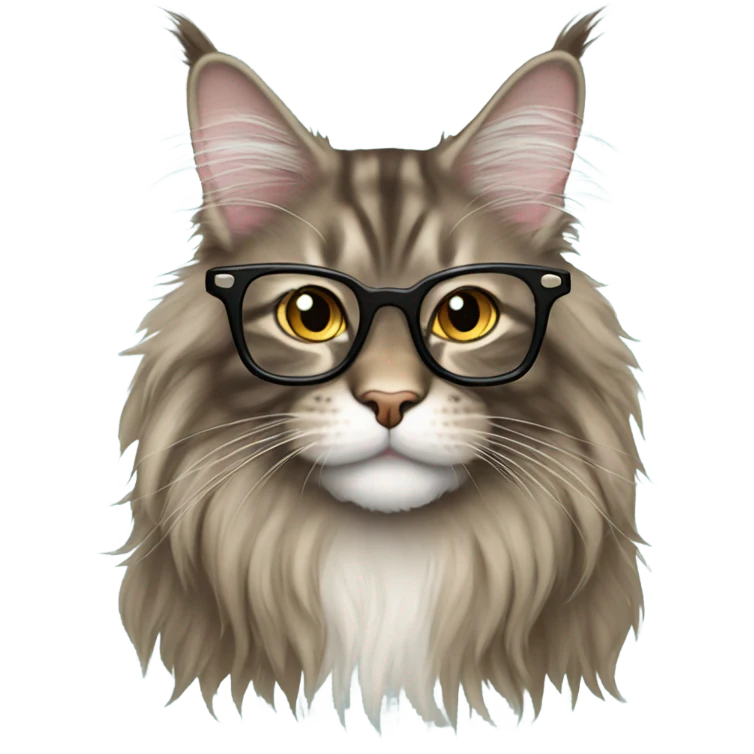 Maine coon cat with glasses  emoji