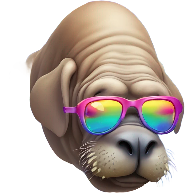 Lisa Frank Walrus wearing rainbow cloud shaped glasses emoji
