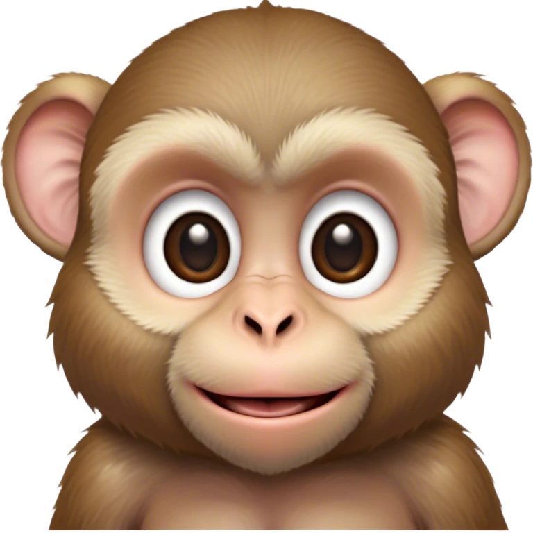 Cinematic Cute Macaque Portrait Emoji, Head tilted playfully and inquisitively, with a charmingly mischievous face accented by soft, fuzzy fur and round, sparkling eyes filled with curiosity, Simplified yet irresistibly adorable features, highly detailed, glowing with a warm, friendly glow, high shine, affectionate and lively, stylized with a touch of primate whimsy, bright and endearing, soft glowing outline, capturing the essence of a playful macaque that seems as if it could jump out of the screen into your arms! emoji