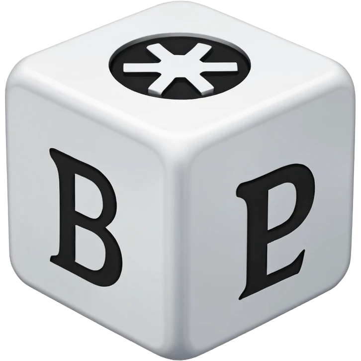 create a dice with der die das written on each visible side emoji