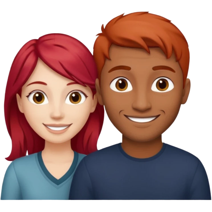 White red hair girl and brown indian guy couples emoji