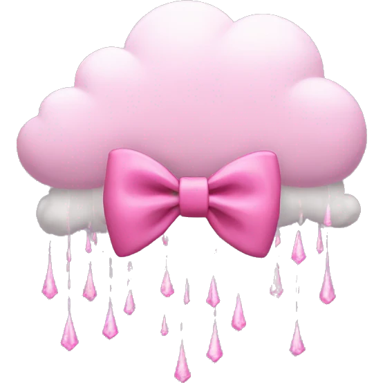 cloud raining pink bows emoji