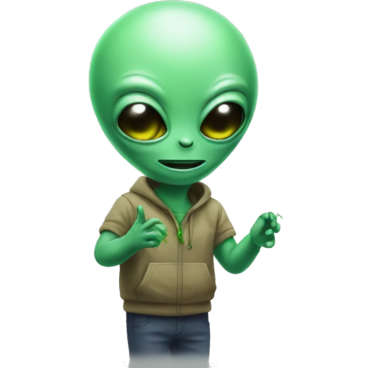 Alien having weed emoji