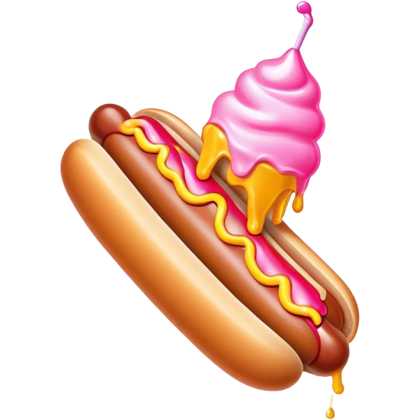 Melting neon ice cream hot dog  emoji