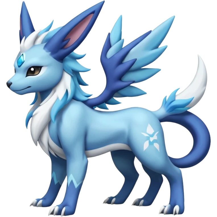 Snowy Flakey Scaly Absol-Glaceon-Suicune-Amaura-Dialga-fusion emoji