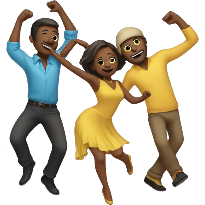 3 people dancing and partying  emoji