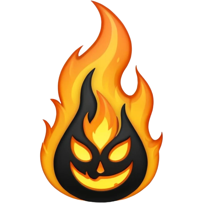 stylized black flame modern emoji style emoji