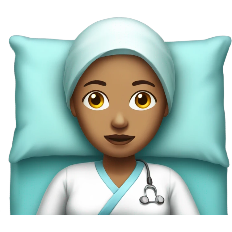Realistic women in hospital bed emoji