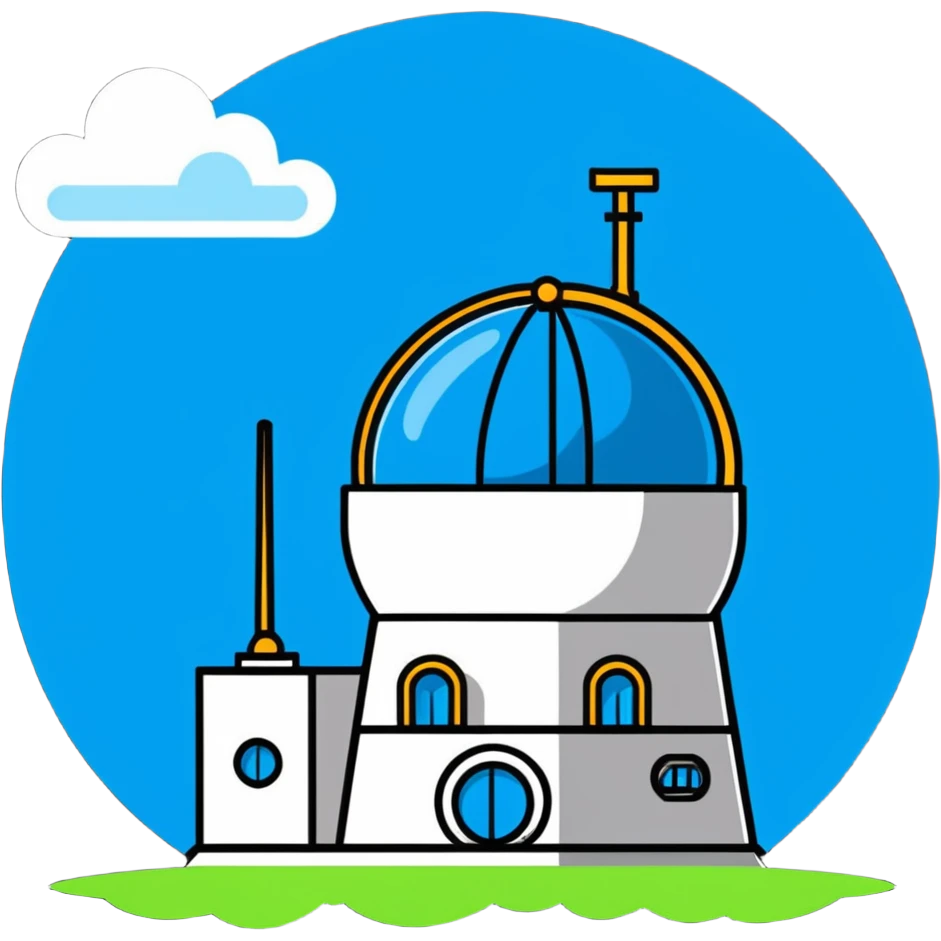High-altitude observatory surrounded by clouds emoji