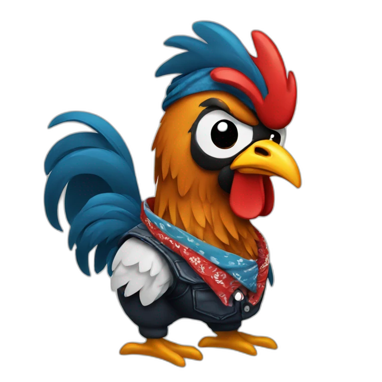 rooster wearing a bandana gangster emoji