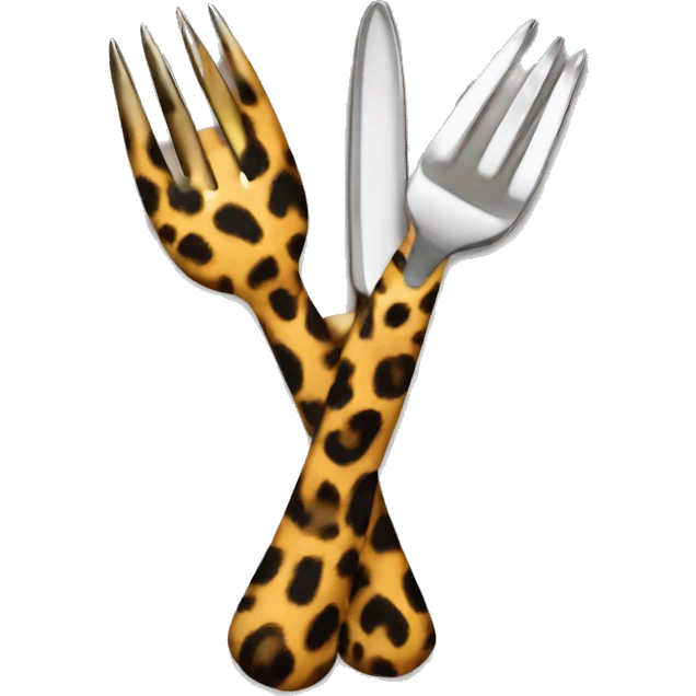 A leopard eating fork knife emoji
