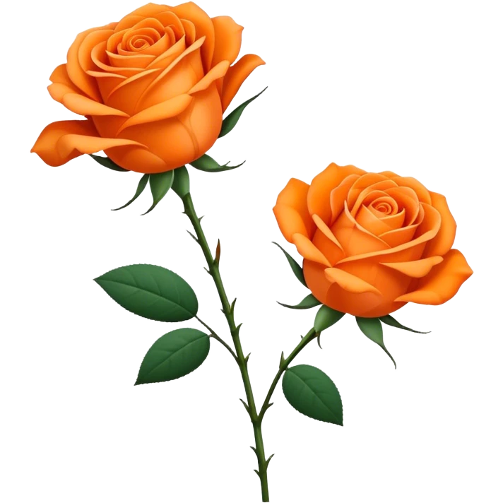 single Vibrant Orange Tea Rose, straight stem emoji