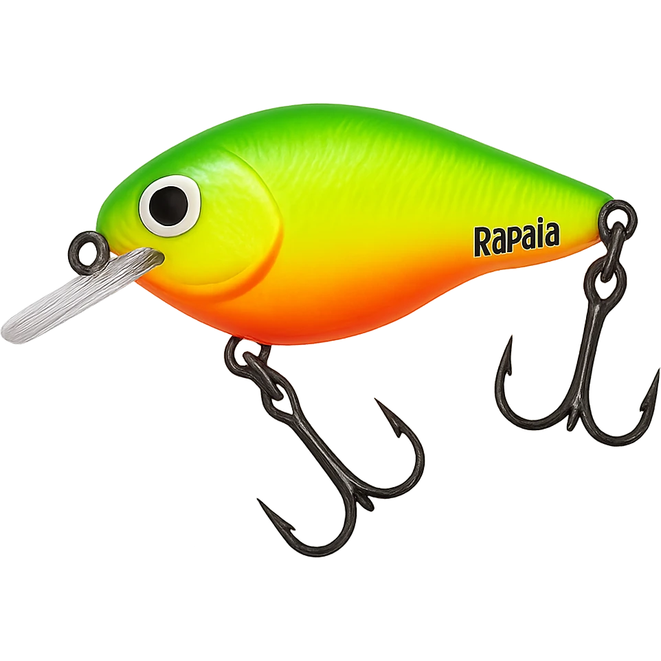 bright chartreuse and orange Rapala fishing lure side view emoji