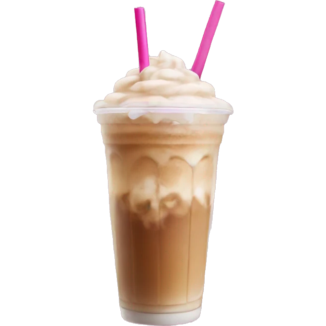 iced latte and a pink straw  emoji