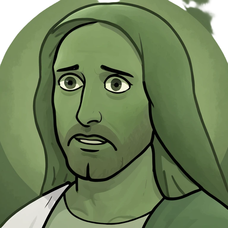 Jesus in a playful meme style, humorous expression, lighthearted, modern meme vibe emoji