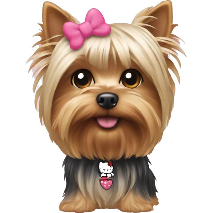 Yorkie dog with hello kitty emoji