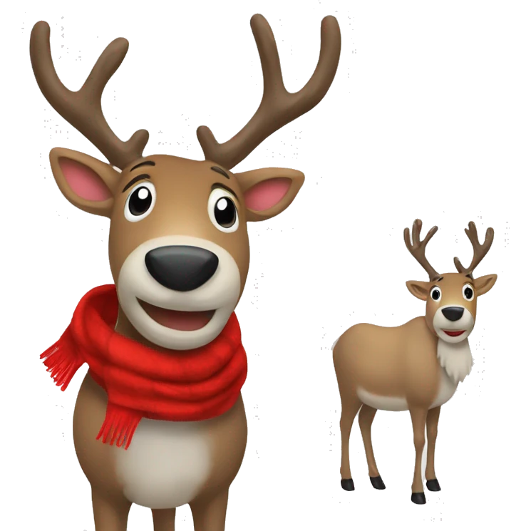 Reindeer with red scarf emoji